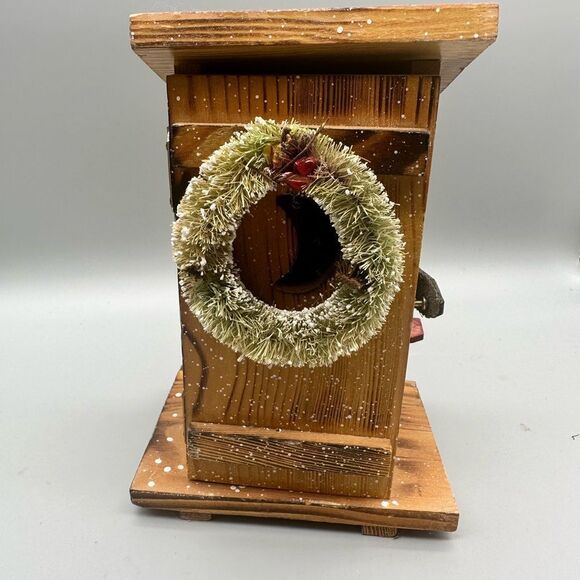 Enesco vintage Wooden Christmas musical outhouse decor - Picture 1 of 10